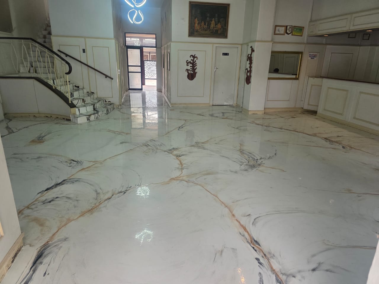 Greys Inn reception and staircase