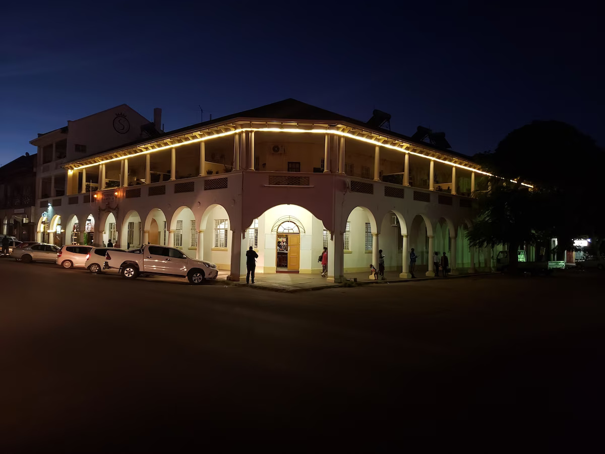 The Selborne Hotel exterior at night